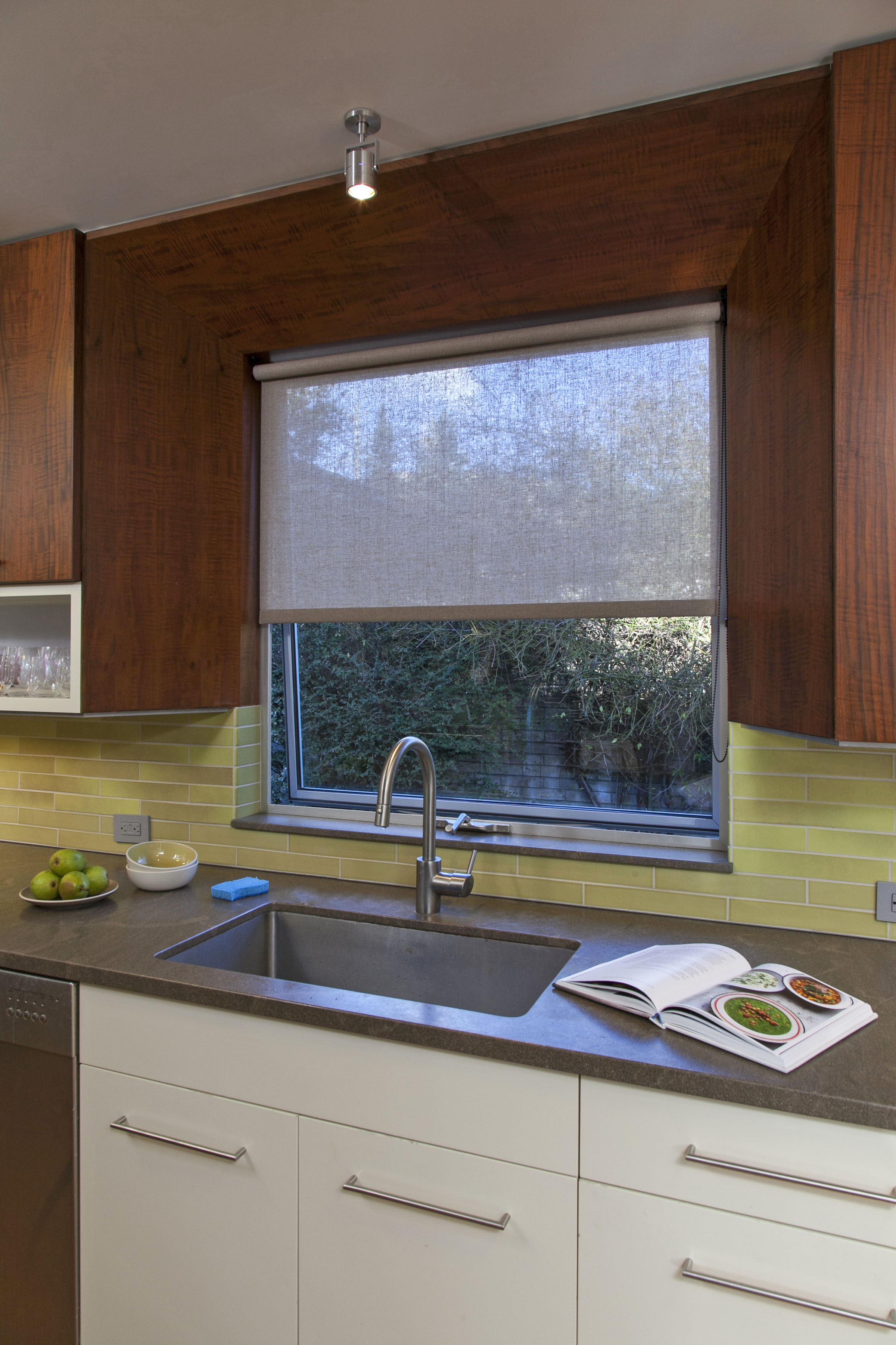 Subtle Kitchen Window Roller Shade That Respects Architects Design